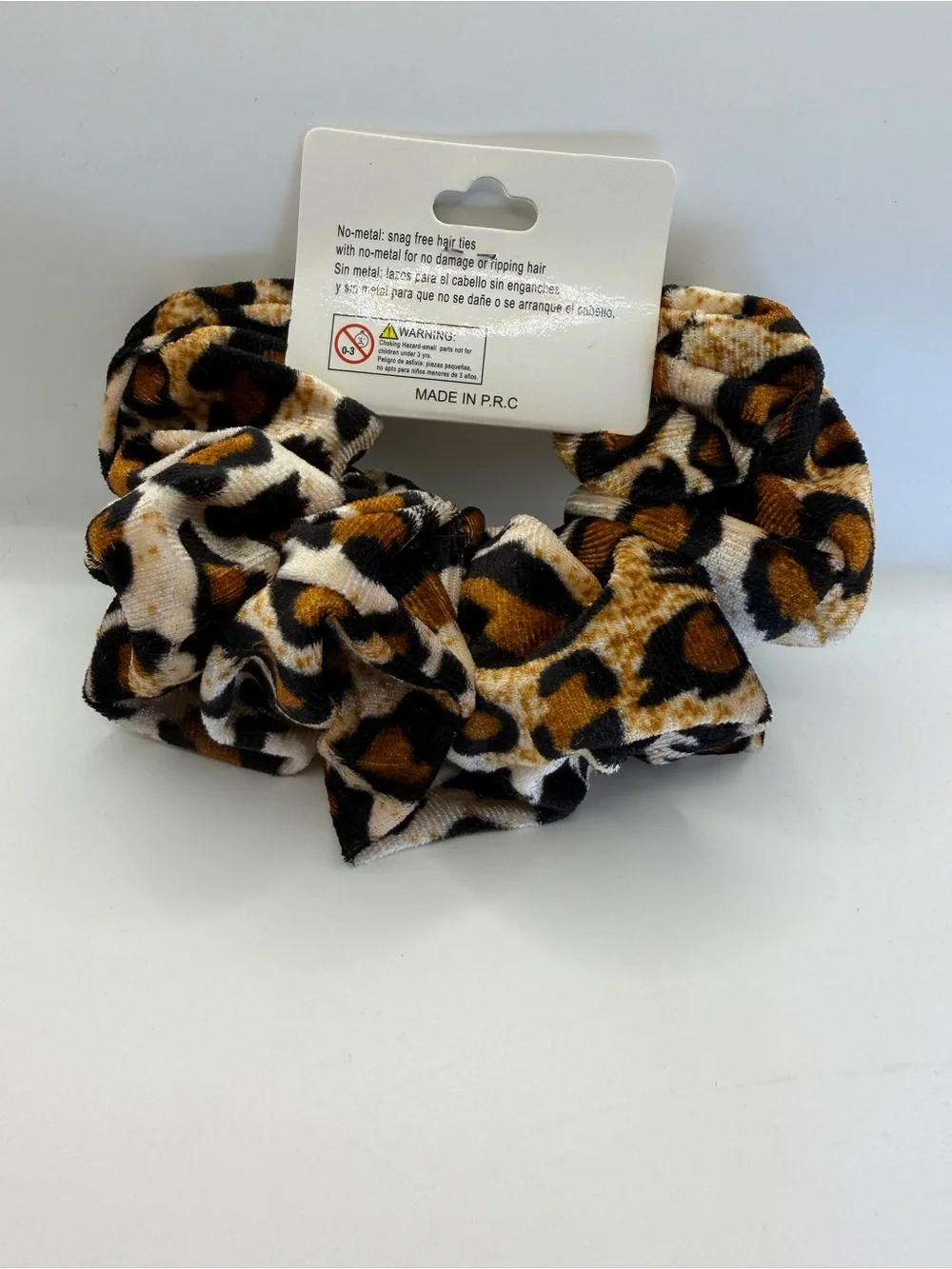 Pastel Collection Leopard Print Velvet Scrunchie Hair Tie NWT